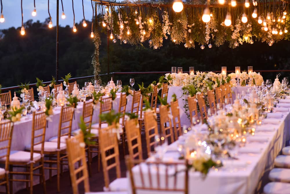 tables pour un mariage au château d'Agassac