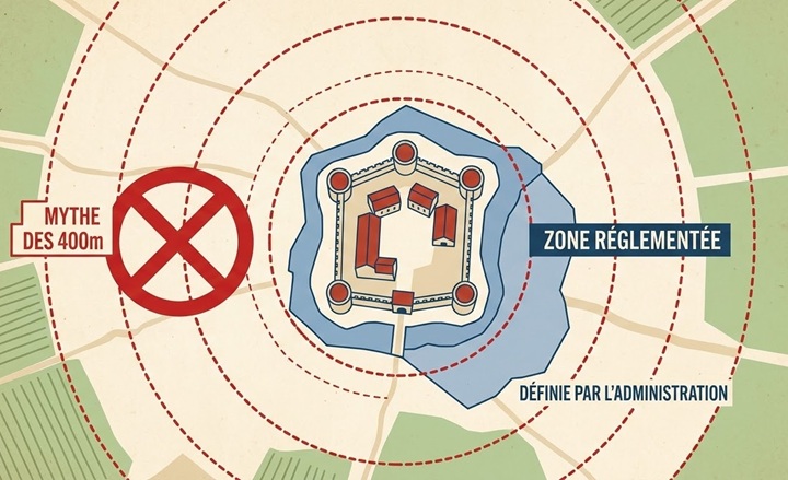 plan illustrant le "mythe des 400m"